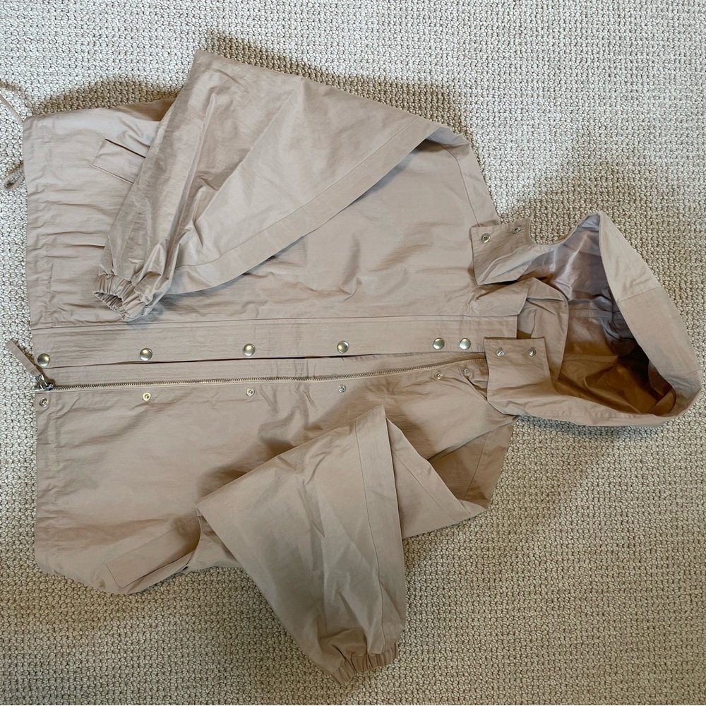 Light Taupe Hooded Anorak Jacket